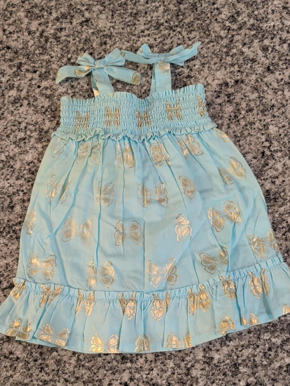 Place Baby Top in Aqua with Pink and Gold Accents
